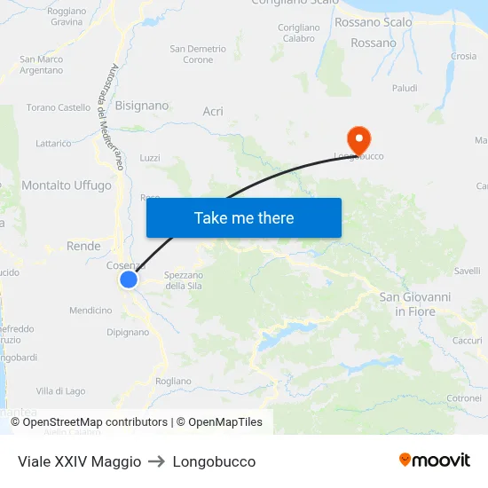 XXIV Maggio Avenue to Longobucco map