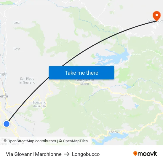 Via Giovanni Marchionne to Longobucco map