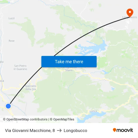 Via Giovanni Macchione, 8 to Longobucco map