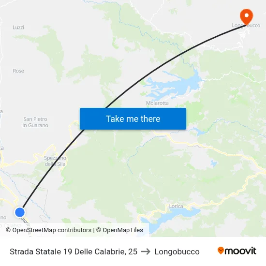 State Road 19 of Calabrie, 25 to Longobucco map
