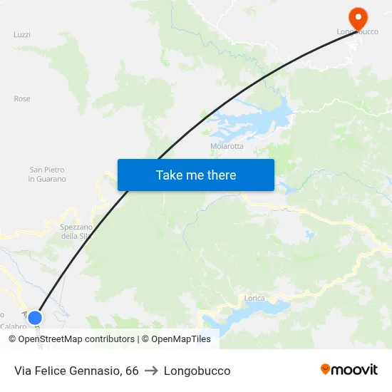 Via Felice Gennasio 66 to Longobucco map