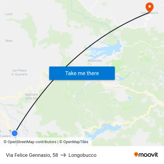 Via Felice Gennasio 58 to Longobucco map