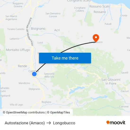 Bus Station (Amaco) to Longobucco map