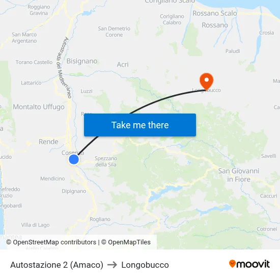 Bus Station 2 (Amaco) to Longobucco map