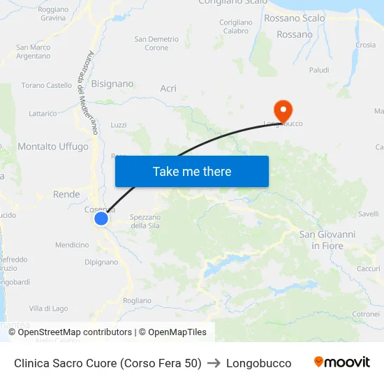 Sacred Heart Clinic (Fera Course 50) to Longobucco map