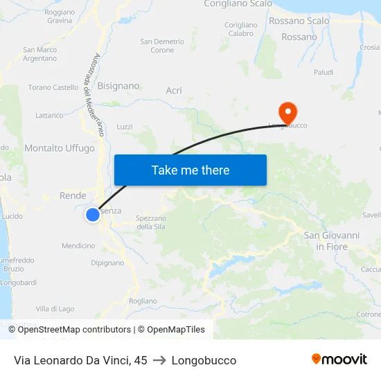 Via Leonardo Da Vinci, 45 to Longobucco map