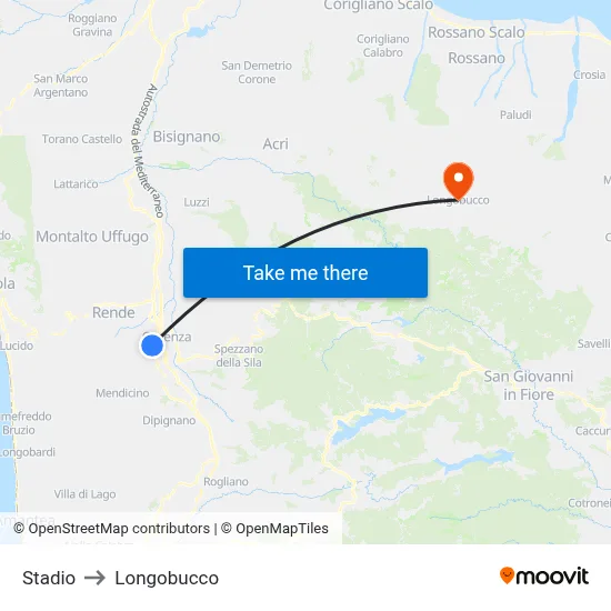 Stadium to Longobucco map