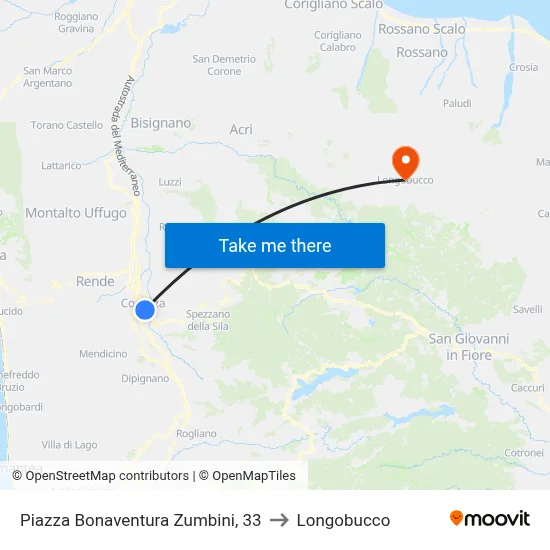 Bonaventura Zumbini Square 33 to Longobucco map