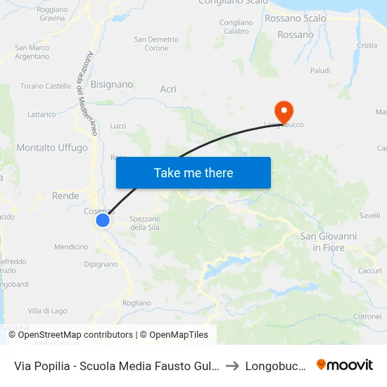 Popilia Street - Fausto Gullo Middle School to Longobucco map