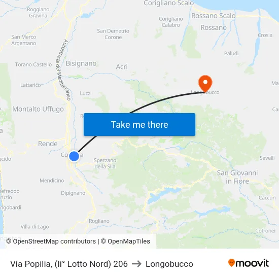 Via Popilia, (Second Lot North) 206 to Longobucco map