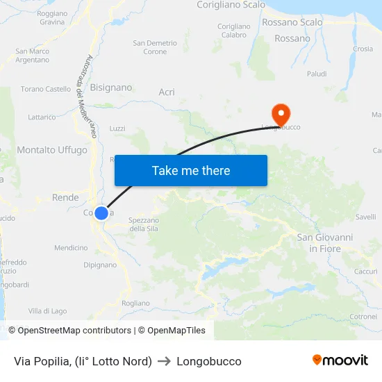Via Popilia, (North Block II) to Longobucco map