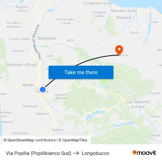 Popilia Street (South Popilibianco) to Longobucco map