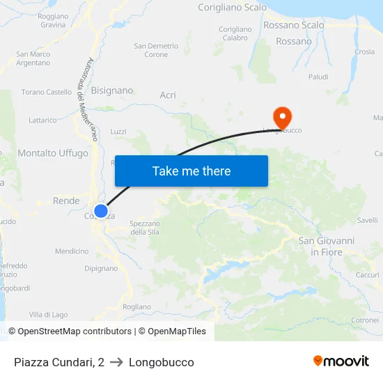 Cundari Square, 2 to Longobucco map