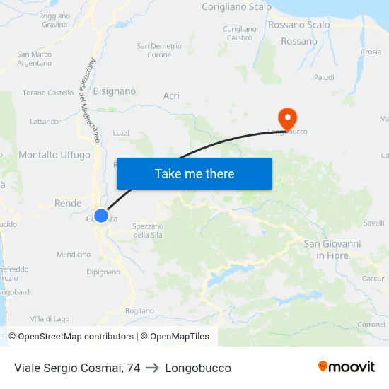 Viale Sergio Cosmai, 74 to Longobucco map