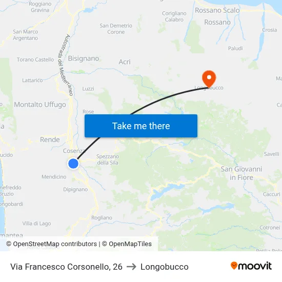 Francesco Corsonello Street, 26 to Longobucco map