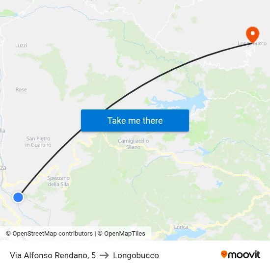 Via Alfonso Rendano, 5 to Longobucco map