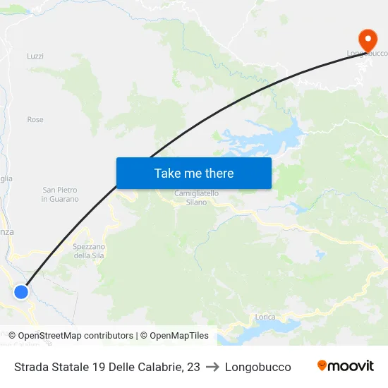 State Road 19 of Calabrie, 23 to Longobucco map