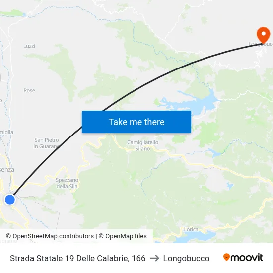State Road 19 of Calabria, 166 to Longobucco map