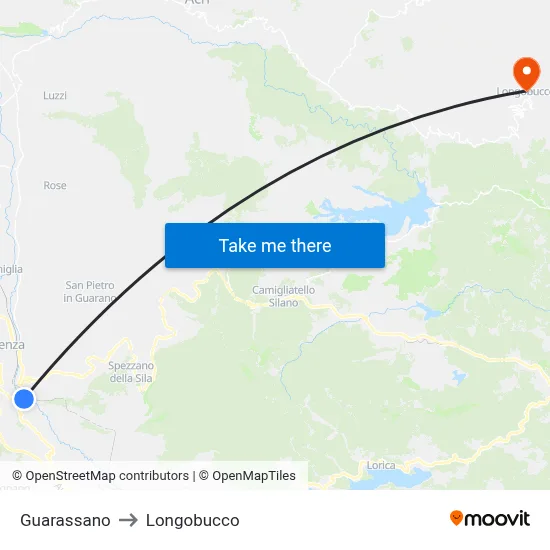 Guarassano to Longobucco map