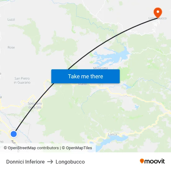 Donnici Inferiore to Longobucco map
