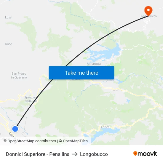 Upper Donnici - Bus Shelter to Longobucco map