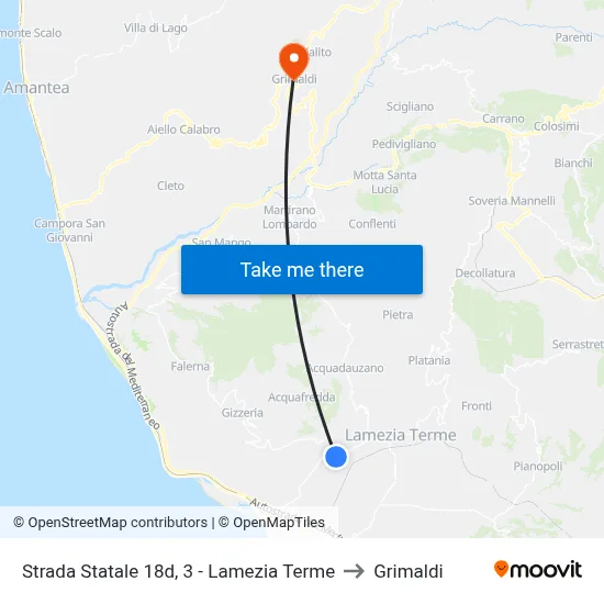 State Road 18d, 3 - Lamezia Terme to Grimaldi map