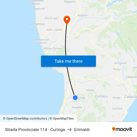 Provincial Road 114 - Curinga to Grimaldi map
