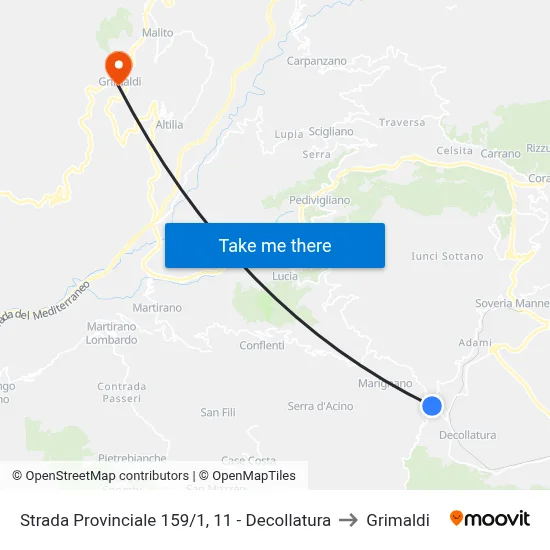 Provincial Road 159/1, 11 - Decollatura to Grimaldi map