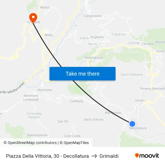 Victory Square, 30 - Decollatura to Grimaldi map