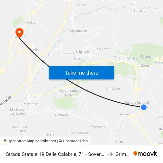 State Road 19 of Calabria, 71 - Soveria Mannelli to Grimaldi map