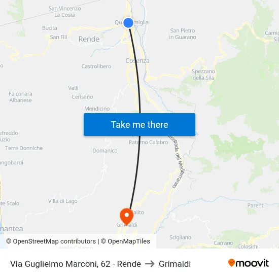 Guglielmo Marconi Street, 62 - Rende to Grimaldi map