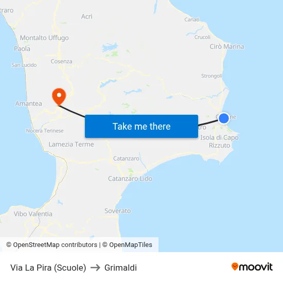 Via La Pira (Schools) to Grimaldi map
