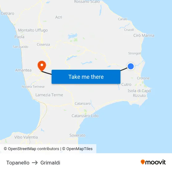 Topanello to Grimaldi map