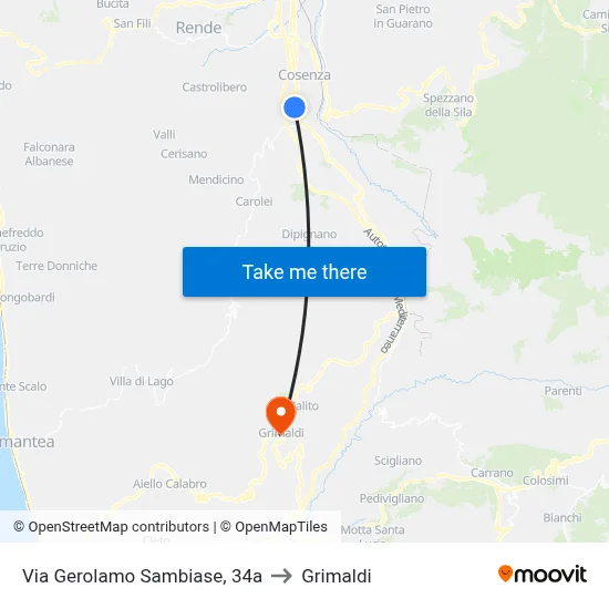 Gerolamo Sambiase Street, 34a to Grimaldi map