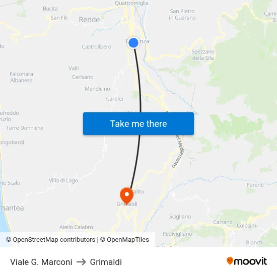 G. Marconi Avenue to Grimaldi map