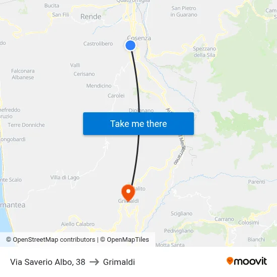 Via Saverio Albo, 38 to Grimaldi map