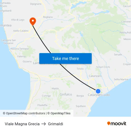 Magna Grecia Avenue to Grimaldi map