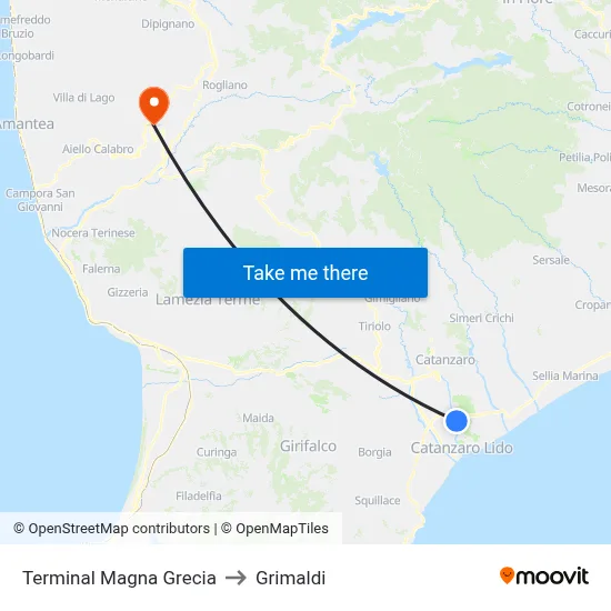 Magna Grecia Terminal to Grimaldi map