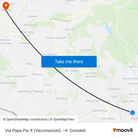 Pope Pius X Street (Vaccinations) to Grimaldi map