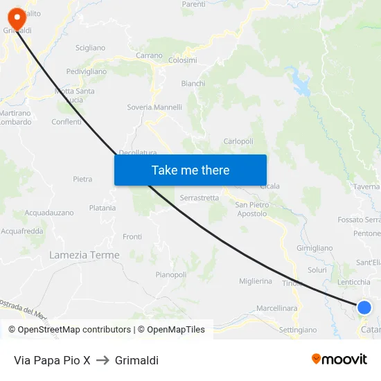 Pope Pius X Street to Grimaldi map