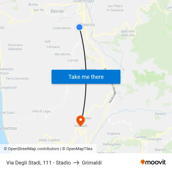 Via Degli Stadi, 111 - Stadium to Grimaldi map