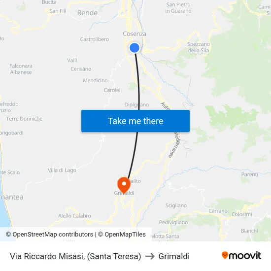 Riccardo Misasi Street (Santa Teresa) to Grimaldi map