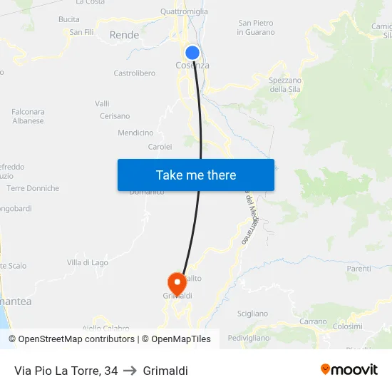 Pio La Torre Street, 34 to Grimaldi map