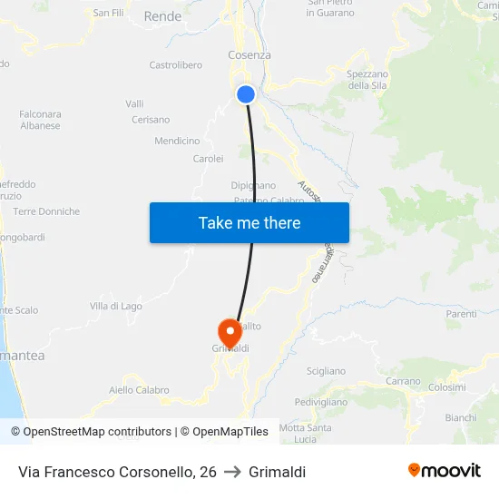 Francesco Corsonello Street, 26 to Grimaldi map