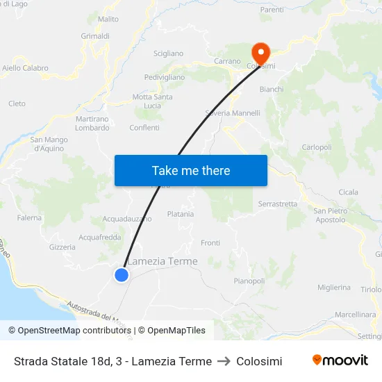 State Road 18d, 3 - Lamezia Terme to Colosimi map