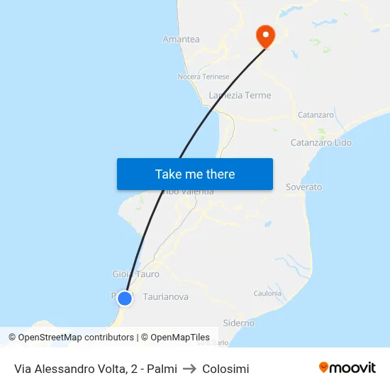 2 Alessandro Volta Street - Palmi to Colosimi map