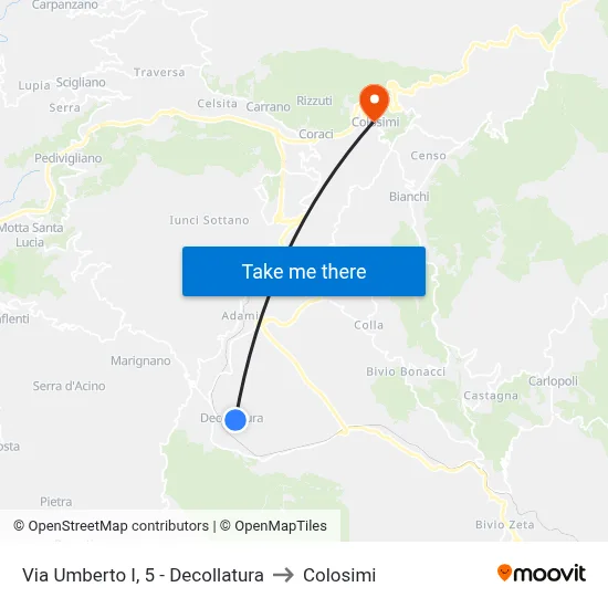 Via Umberto I, 5 - Decollatura to Colosimi map