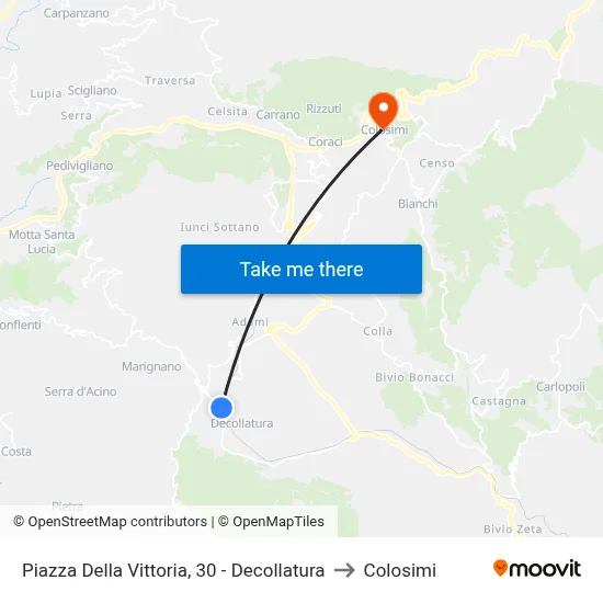 Victory Square, 30 - Decollatura to Colosimi map