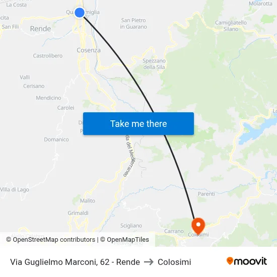 Guglielmo Marconi Street, 62 - Rende to Colosimi map
