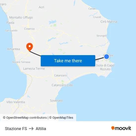 Railway Station to Altilia map